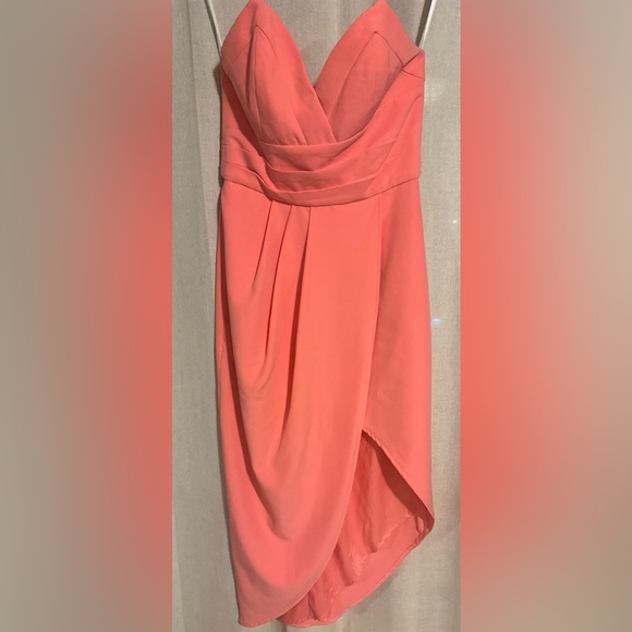 Lovers + Friends X Revolve Riviera Strapless Asymmetrical Dress Coral Size S - Picture 3 of 8